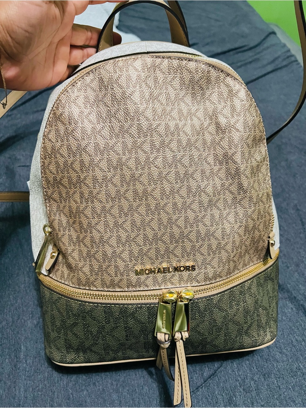 Michael Kors Two-Tone Brown and Gold Backpack